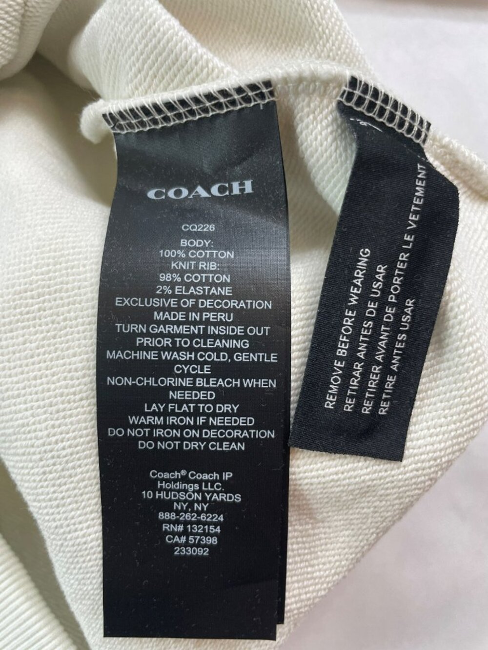 Coach Location Hoodie Cream Logo Embroidery Cotton Unisex Sz XS MSRP$295 DEFECT - Picture 10 of 15
